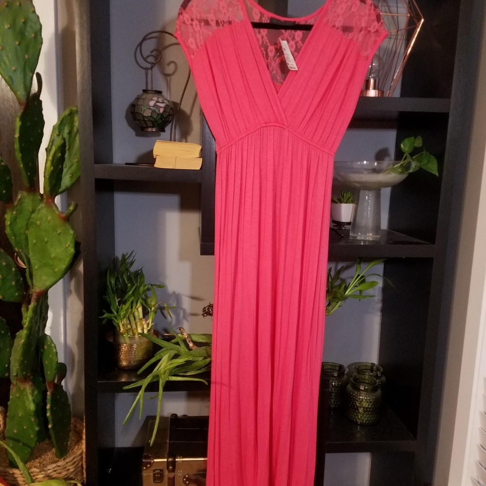 Pink maxi dress.